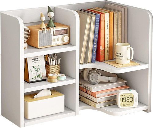 White wooden desk shelf - wooden,